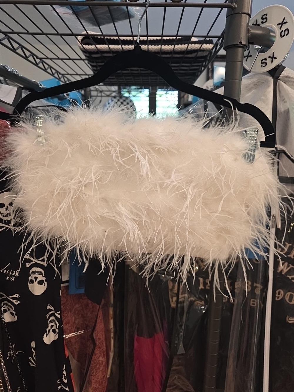 Steve Madden White Feather Bandeau Top